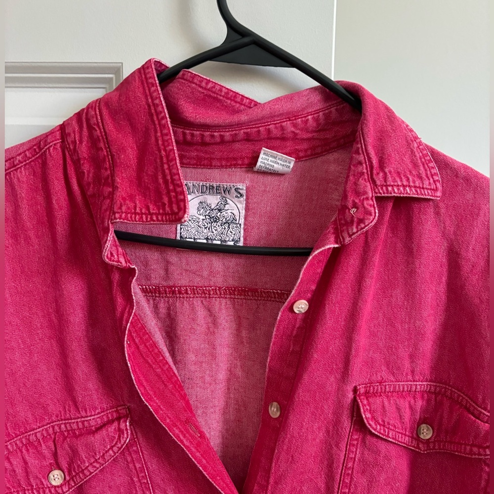 Red Denim Vintage Button Up